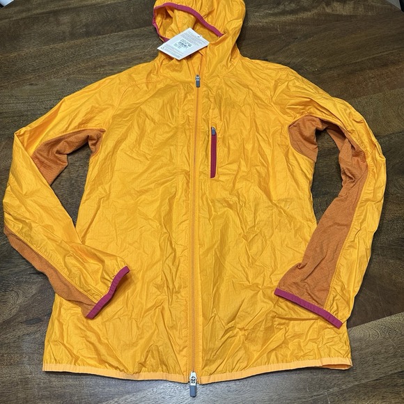Icebreaker Shell + Merino Blend Cotton Hooded Windbreaker Womens small Orange‎ - Picture 1 of 12